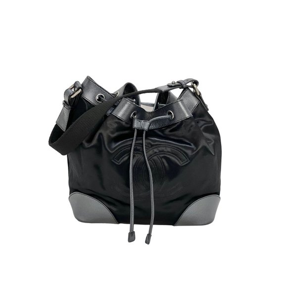 CHANEL Satin CC Large Black Bucket Shouler Bag - Picture 1 of 16